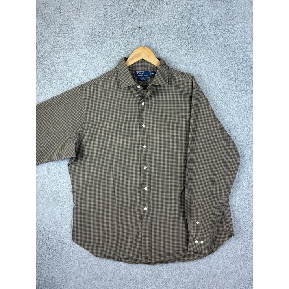 Polo By Ralph Lauren Shirt Mens 17 XL Green Check Estate Classic Fit Cotton Mens